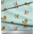 thumbnail image 2 of Soimoi Green Silk Fabric Tree & Animals Dots Decor Fabric Printed Yard 42 Inch Wide, 2 of 5