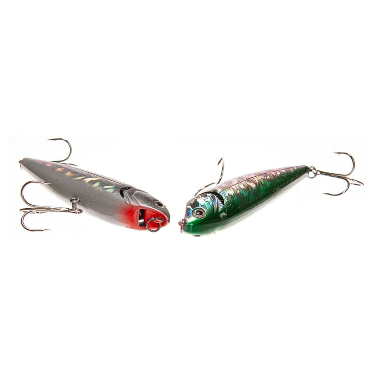 Ozark Trails Hard Plastic Saltwater Inshore Walking Mullet Fishing Lures, 2- pack. Painted in fish attracting colors. 