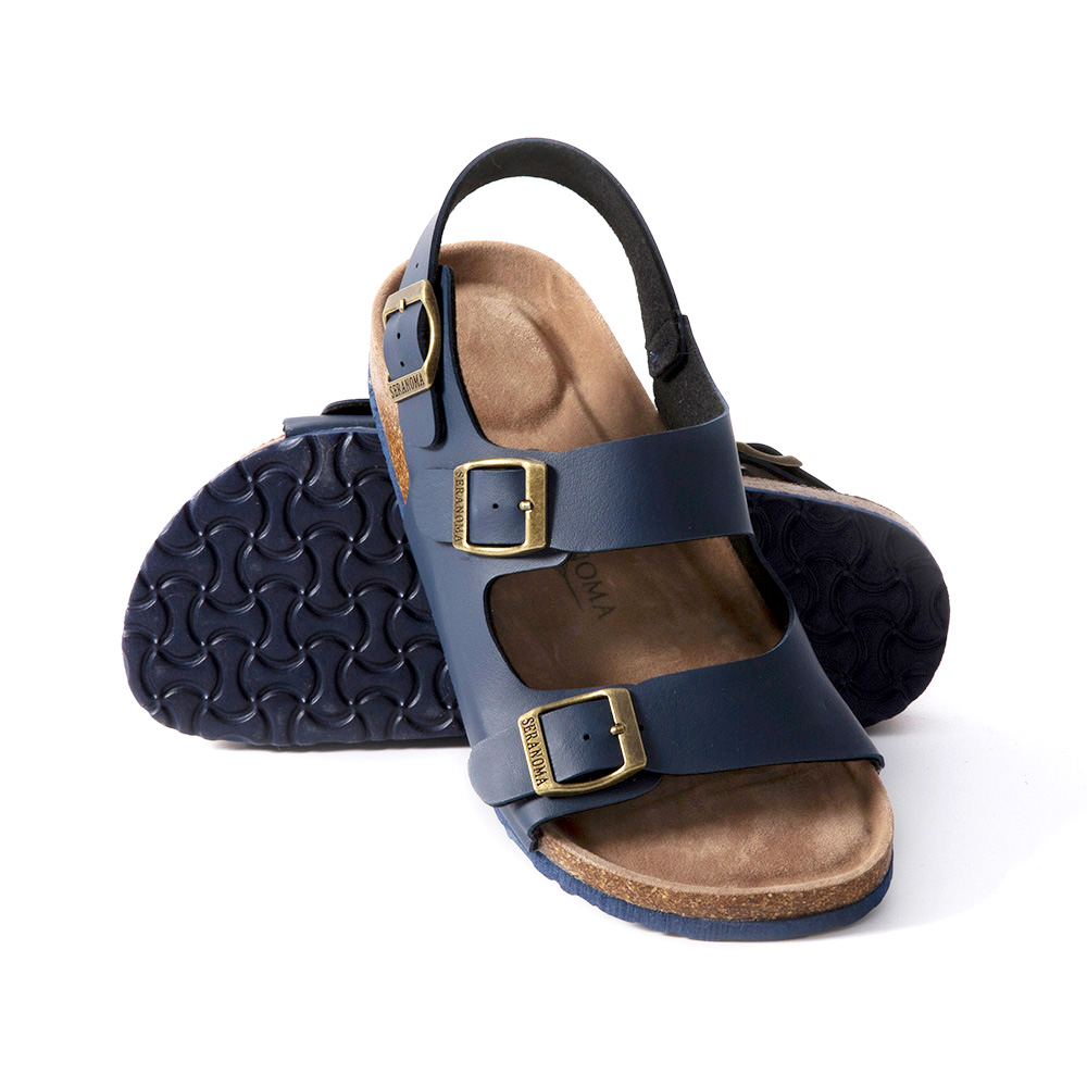 Seranoma Women's Double Strap Supported Flat Cork Comfort Sandal Open