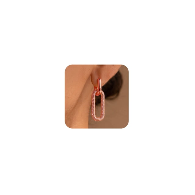 Aretes Colgantes Cadena de Clip de Papel en Oro Rosa TITUTHIA