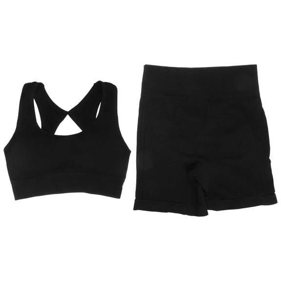 NUOLUX 1Set Stylish Black Workout Clothing Set with Stretch Fabric for Casual and Exercise
