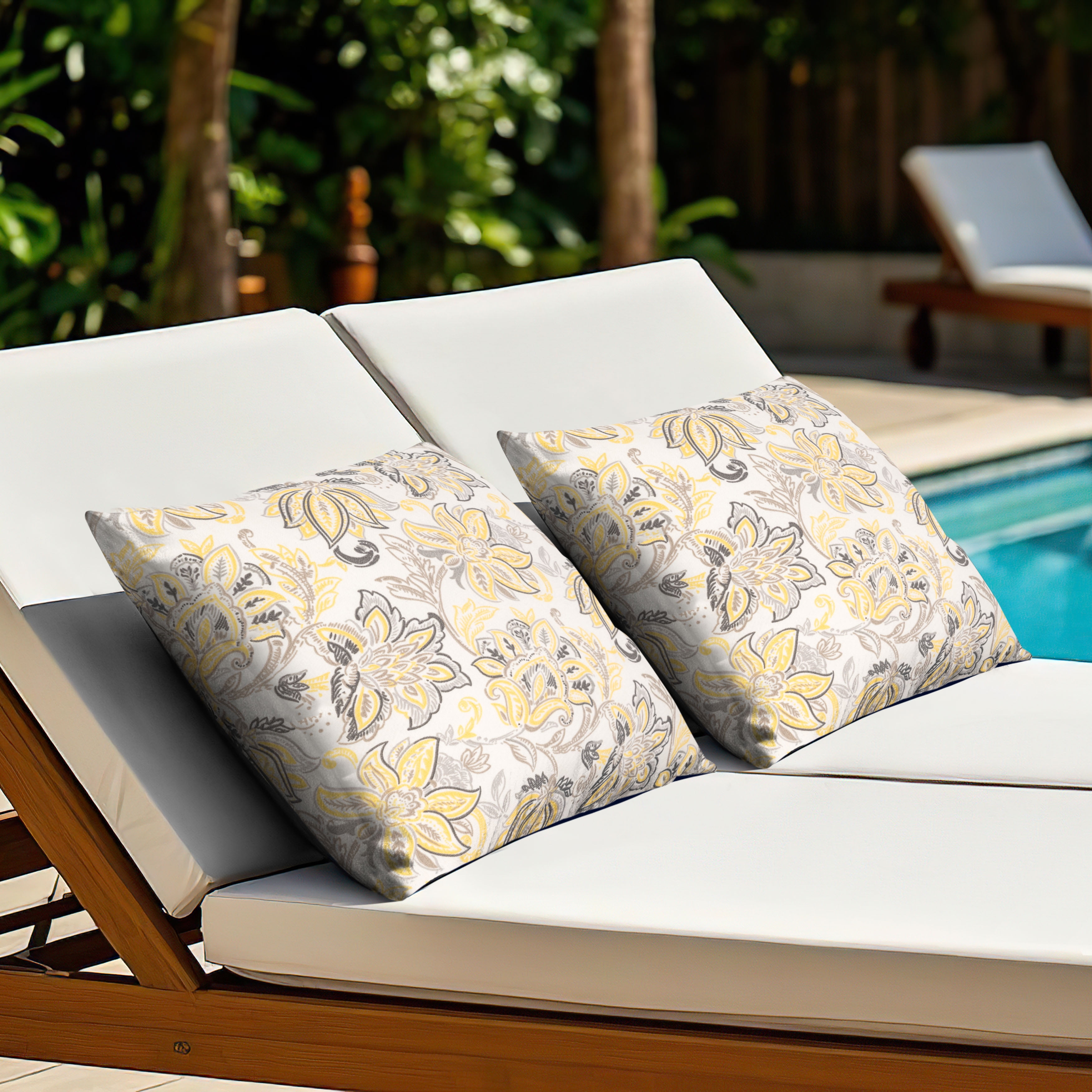 Nuu Garden Outdoor Patio Throw Pillows 17.3'' x 17.3'' x 6.5'' Set of 2 Throw Pillows with Inners Outside Bench Chair Decorative Cushions for Swing Deep Seat Bed Couch Sofa Indoor Outdoor Pillows