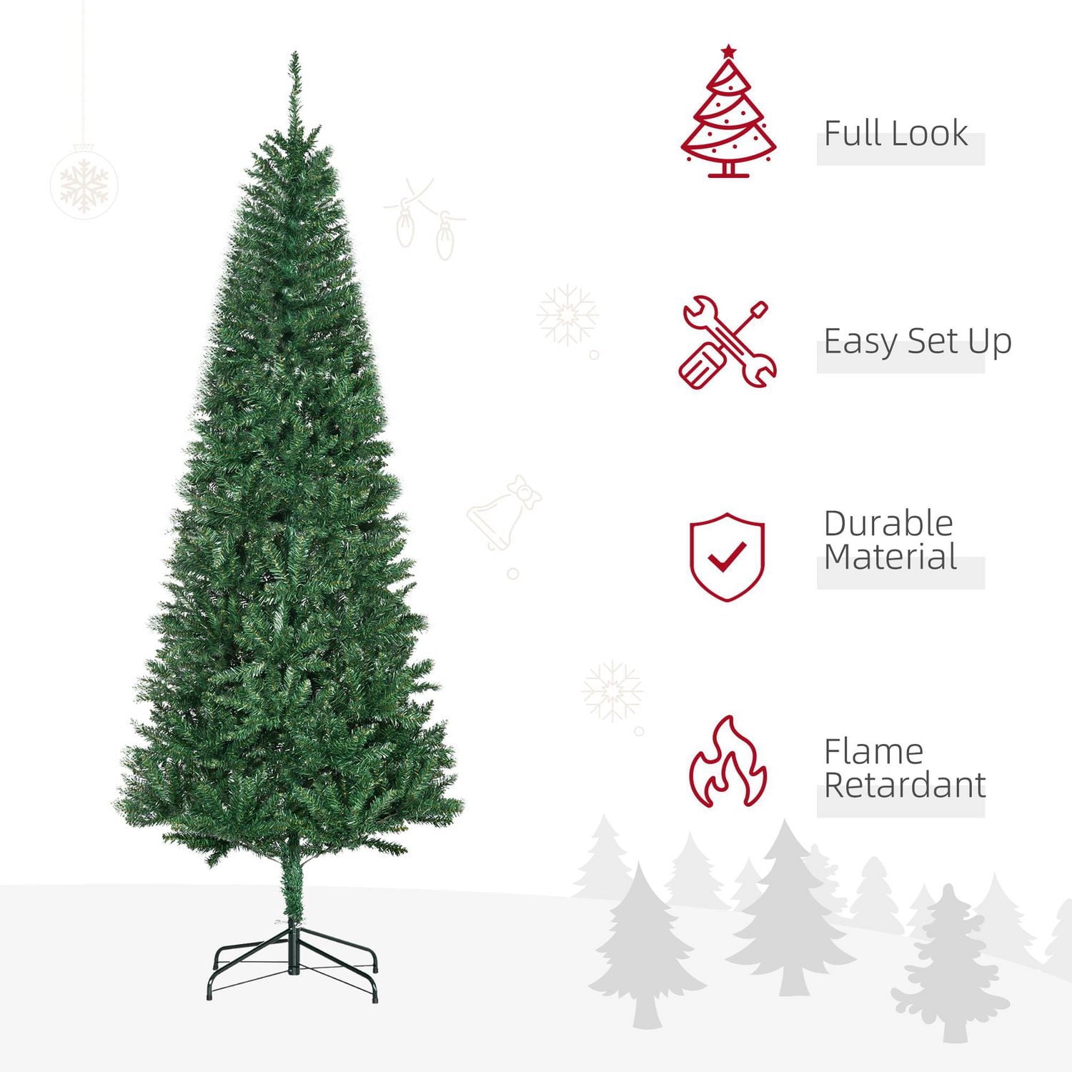 Homcom Arbre de Noël artificiel de 2,1 m, arbre de Noël avec support en métal et 865 embouts de branches, décoration de vacances, vert