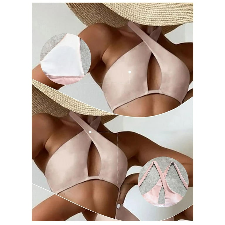 Bikini Set for Women Gradient One Shoulder Conjoined Soft Cute Tankini Tops  Elegant Beachwear Tops Bottoms Fashion Swimwear