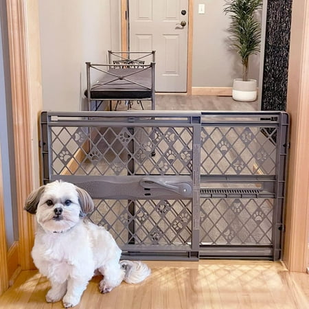 MYPET North States 40 Paws Portable Pet Gate Made in USA Expands Locks in Place with No Tools. Pressure Mount. Fits 26 40 wide 23 Tall Fieldstone B095XD61JX