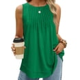 thumbnail image 2 of Mrat Débardeurs en Coton pour Femmes Débardeur d'Été Sans Manches à Col Rond Blouse Décontractée Tunique pour Femmes P-315 Vert P, 2 of 6