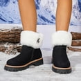 thumbnail image 2 of Fuzzy Snow Boots for Women Suede Fold Over Plush Warm Lug Sole Chunky Heel Zipper Winter Ankle Booties, 2 of 8