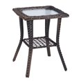 thumbnail image 5 of Tcbosik Square Side Table with Ripple Glass Top, 2-Tier Hand-Woven Wicker Accent Table for Indoor & Outdoor, All-Weather Patio End Table, Easy to Assemble, 17.9"L x 17.9"W x 22.6"H, Brown, 5 of 8