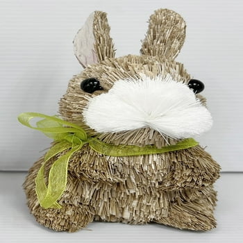 WAY TO CELEBRATE! Way To Celebrate Easter 5.5-inch Height Green Bow Sitting Boy Sisal Bunny op Decor