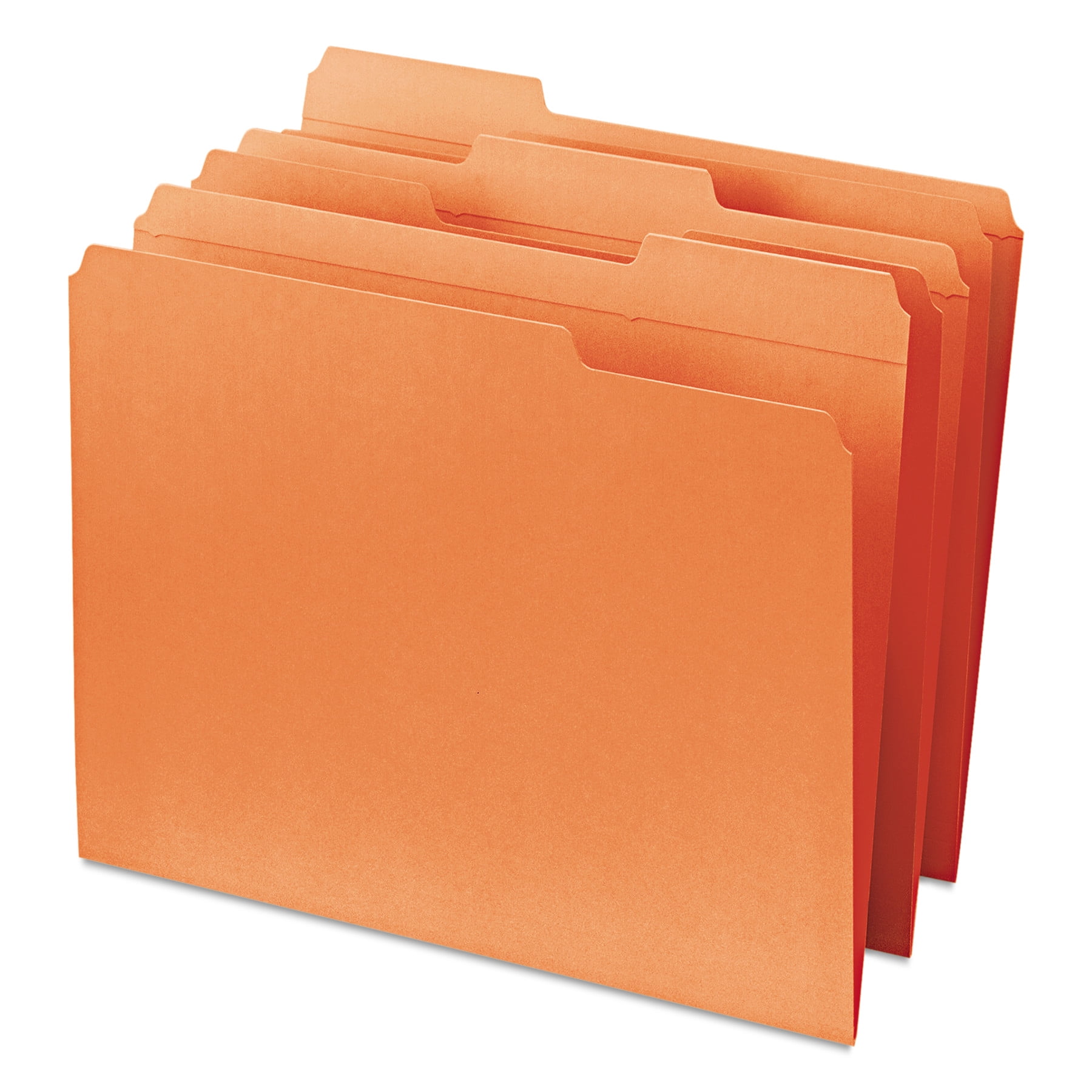 Smead 12534 File Folders, 1/3 Cut, Reinforced Top Tab, Letter, Orange, 100/Box