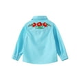 thumbnail image 4 of Fdqin Girls Western Shirt Floral Embroidered Cowgirl Shirts for Girls Long Sleeve Collared Retro Cowgirl Costume Cute Casual Blouses Blue 4-5 Years, 4 of 7