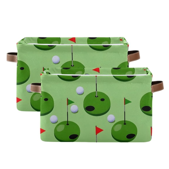 Ryvnso Golf Ball and Flag Storage Basket Large Bin Foldable Boxes Toys Organizer 14.2x10.2x8.3in 2 PCs