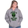 thumbnail image 3 of Funny Nerdy Aliens UFOs Believers Unisex Fleece Graphic Zip Up Hoodie Brisco Brands 2X, 3 of 5