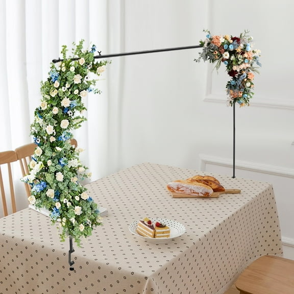Adjustable Black Metal Table Stand, Modern Black 3.28ft Tall Over the Table Rod Stand, Table Clamp Stand For Weddings, Birthday Parties, Christmas Parties