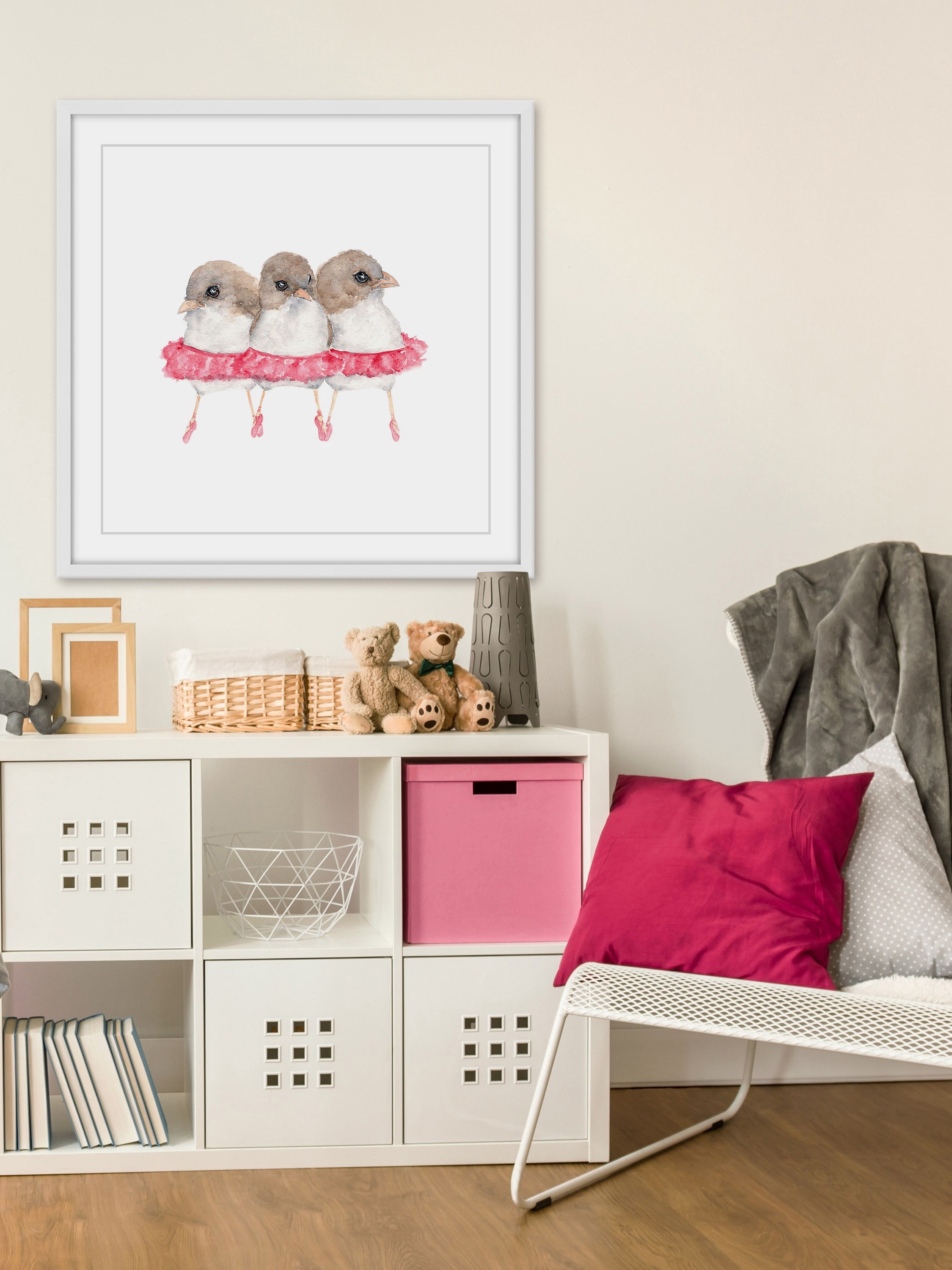 "Ballerina Birds" Framed Painting Print
