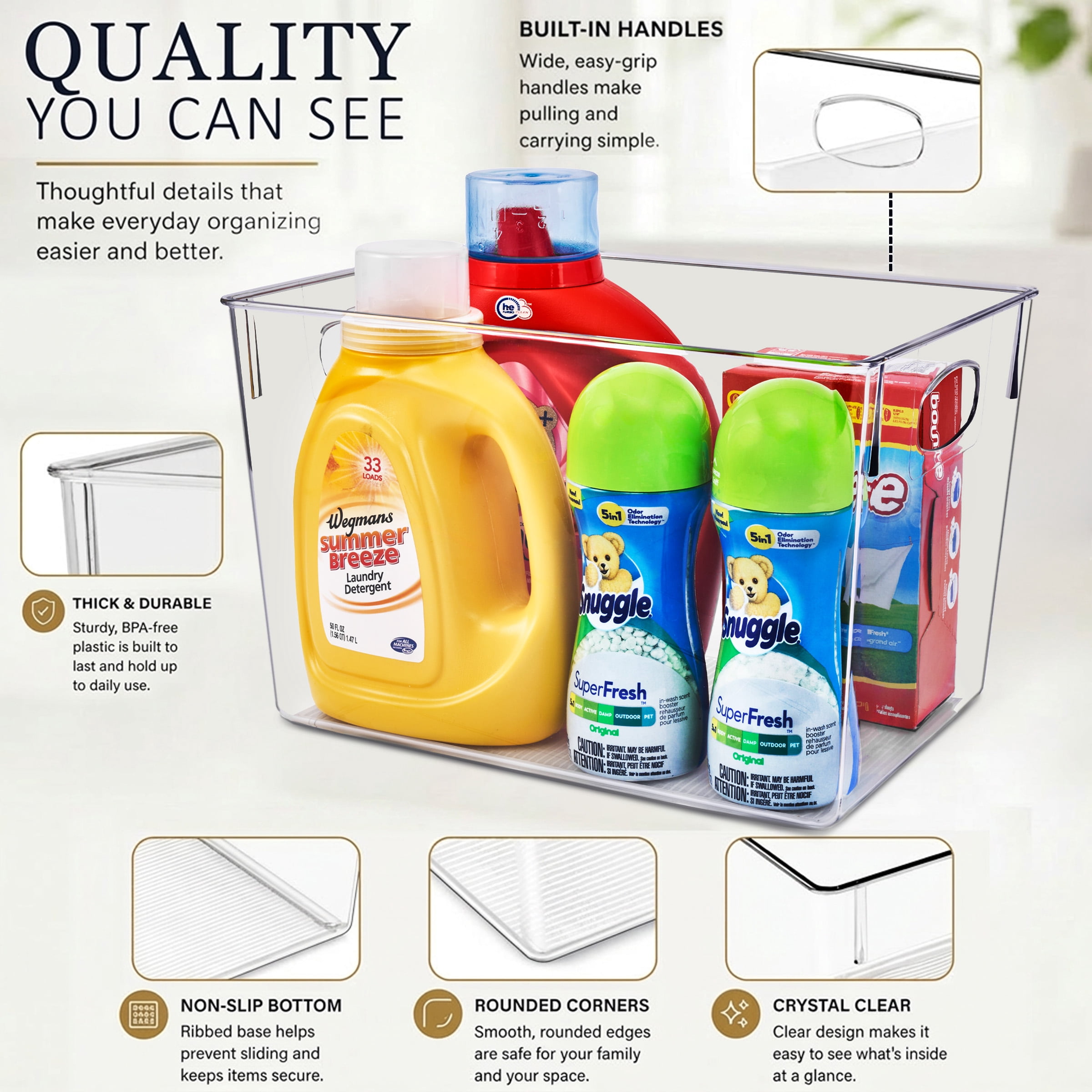 Sorbus 2-Piece Clear Extra Large Storage Bin Variety Pack for Pantry, Refrigerator & Kitchen Cabinets