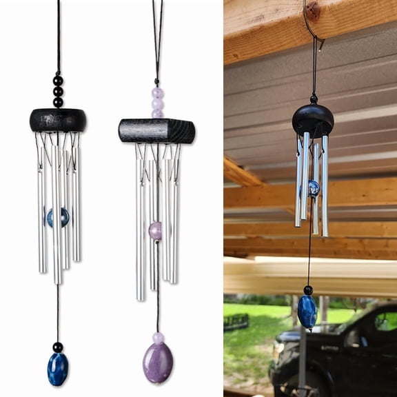 2 Pack Small Wind Chime with Ceramic Blank Drops, 10.6" Metal Garden Wind Chimes, Soothing Harmony Sound Mini Outdoor Garden Window Décor