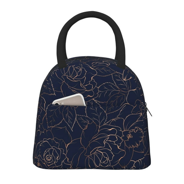 Disketp Navy Dark Blue Bolsa Térmica para Almuerzo, Lonchera con Abertura Amplia y Gran Capacidad, Organizador Reutilizable para Mujeres, Hombres y Adultos