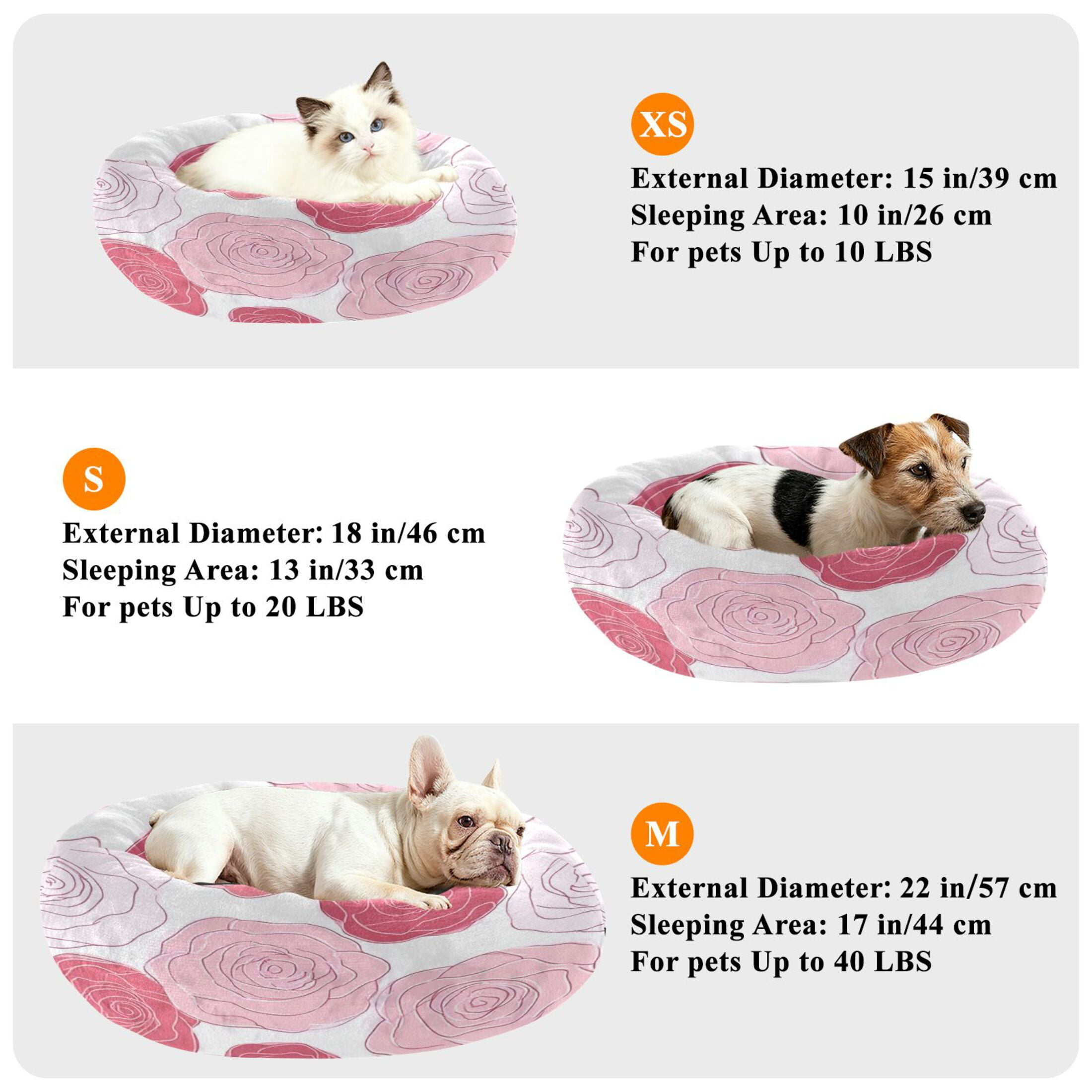 Iauyy Pet Couch Donut Cat Bed for Indoor Cats/Small Dogs Washable & Machine with Non-slip Bottom Calming Cat Furniture, Petal Space (M)