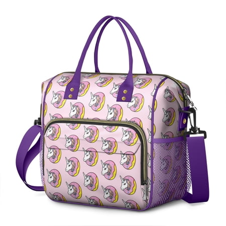 Mythical Horse Print Large Lunch Tote - Leakproof Insulated Cooler Bag with Cute Unicorn Pattern Thermal Food Storage for Office & School
