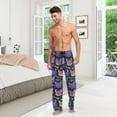 thumbnail image 2 of Men's Pajama Pants with Pockets Sleepwear Lounge Pants Stretch Casual Rainbow Cat Head Kitten, 2 of 6
