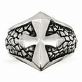 thumbnail image 4 of White Stainless Steel Ring Band Men's Antiqued Cross & Caviar, 4 of 6