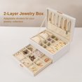 thumbnail image 2 of Grande Organizador Cuero PU Caja de Joyas Cajón Estuche de Almacenamiento Con 2 Capas de Exhibición para Aretes Pulseras Anillos Collares Soporte para Relojes, Blanco, 2 of 7