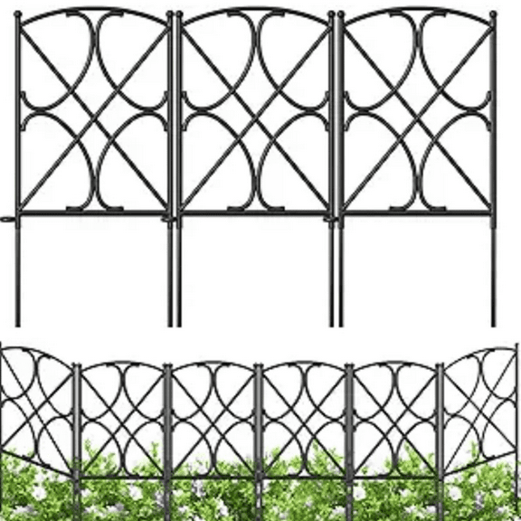10 Panels 24in(H)×10ft(L) D rative Garden Fences and Borders for Dogs No Dig Metal Fence Panel Garden Edging Border for Animal Barrier Fencing for Flower Beds Yard Patio