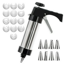 Stainless Steel Cookies Press,Cookie Press Gun Kit with 13 Cookie Discs and 8 Piping Tips,for DIY cake Maker Decorating Baking Supplies