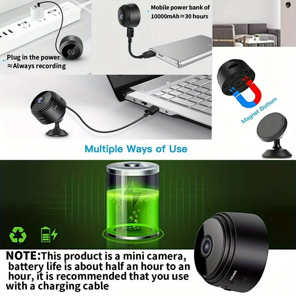 Mini Smart Camera - 480P AI Human/Pet Detection | 24/7 Recording w/ SD Card & Cloud | Motion Alerts | Nanny Cam Baby/Pet Monitor | 2.4G Only USB Powered Indoor Security (1pc)