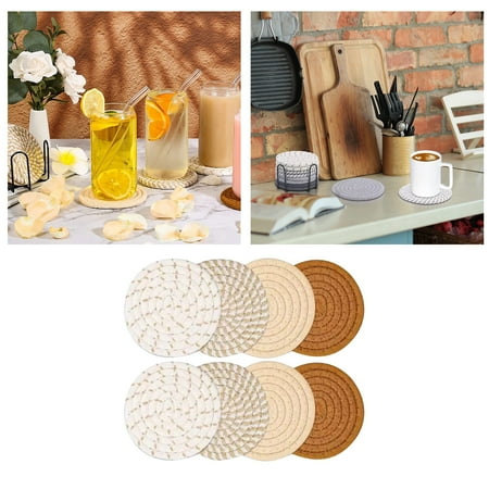 

EIALIVE Placemat Drink Coffee Table 8 Piece Absorbent Drink Boho Style Sets Colored Wooden Table Living Room