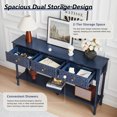 thumbnail image 7 of Wirrytor Retro Console Table with 2 Drawers for Narrow Entryway, Modern Sofa Table for Living Room, Narrow Sofa Table with Open Storage Shelf, Hallway Table and Couch Table Behind Sofa,Black, 7 of 7