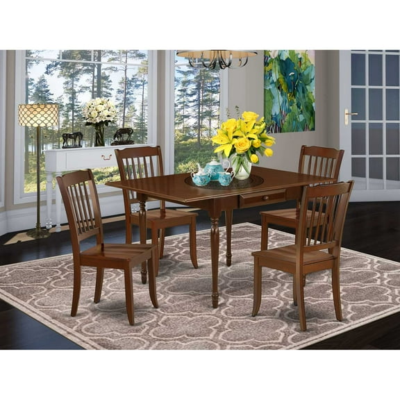 East West Furniture Dining Room Set Mahogany, MZDA5-MAH-W