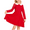 Red, variant on Oudiya Girls Long Sleeve Dress Casual Vintage Peter Pan Collar Swing Party Dress, 5-14 Years