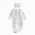 thumbnail image 3 of Gerichy Baby Girl Clothes Ruffle Solid Footies Infant Knit Rompers with Headband Newborn Zip Up Jumpsuit Cute Girl Fall Winter Outfits 0-12 Months, 3 of 7
