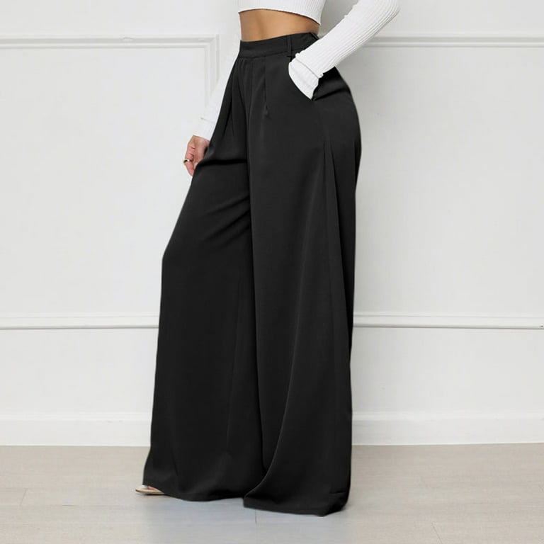 Womens High Waist Wide Leg Palazzo Pants Classic Work Business Casual  Straight-Leg Pants Trousers with Pockets, Black, Small : :  Clothing, Shoes & Accessories