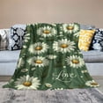 thumbnail image 2 of JRXY Daisy Grass Green Flower Decorative Flannel Fleece Blanket White, 2 of 6