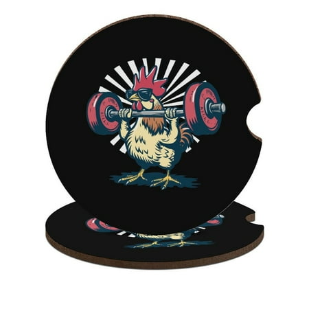 

Power Chicken Car Coasters for Drinks with A Finger Notch for Easy Removal Cup Holder Coaster Cup Mat Car Interior Accessories 2PCS