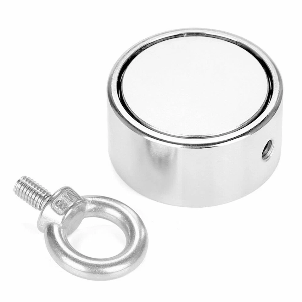 CIRCLE- 550Lbs Super Strong Pulling Force Round Double Sided Fishing Magnet Neodymium