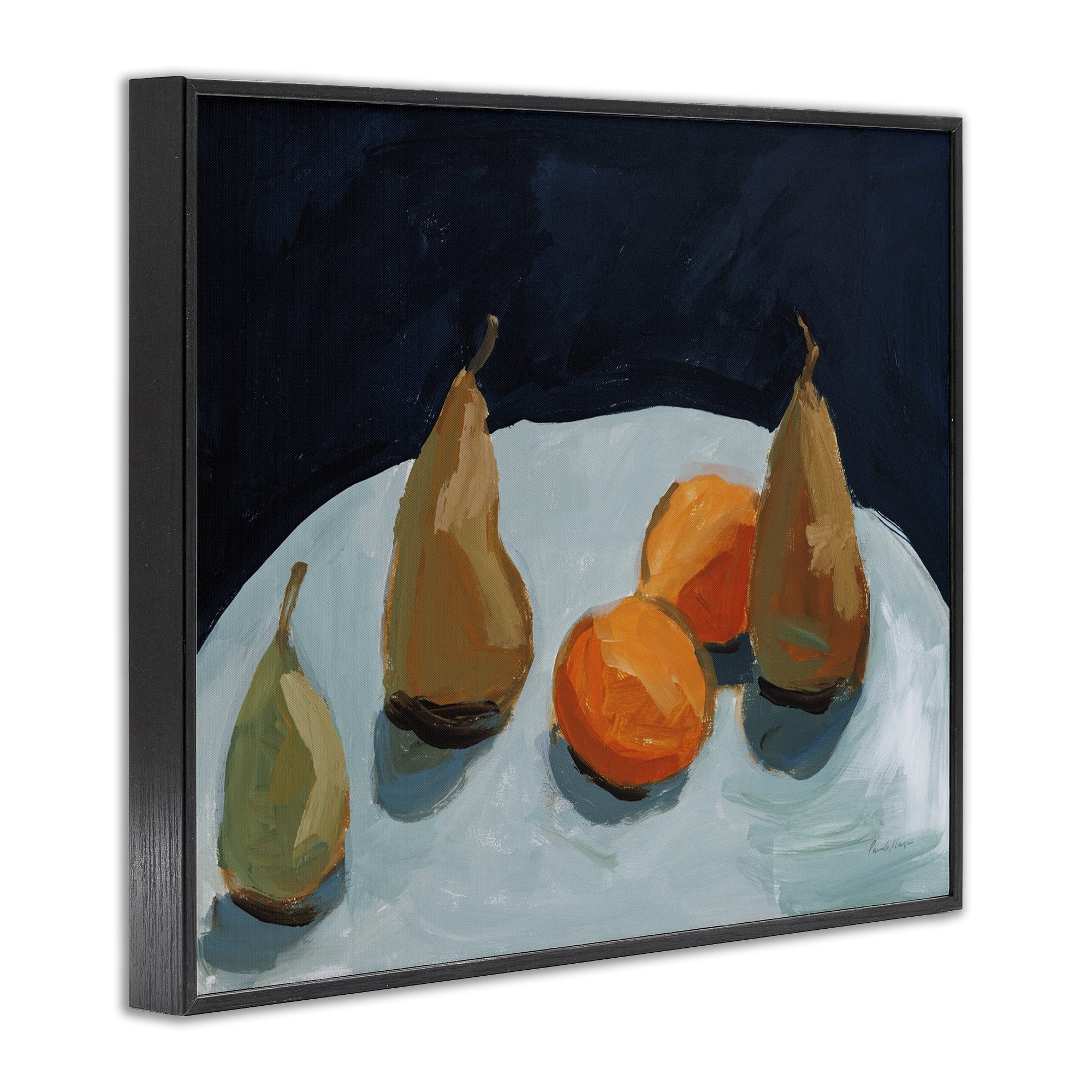 Stupell Industries Pear & Orange Food & Beverage Painting Black Framed Art Print Wall Art, 14 x 11