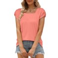 thumbnail image 5 of Pincandy Fashion Woman Causal Square Neck Solid Color Blouse Puff Short Sleeve T-Shirt Summer Tops Cute Square Neck Tank Tops Loose Dressy Casual Shirts Cap Sleeve Tunic Tops,Orange,XL, 5 of 9