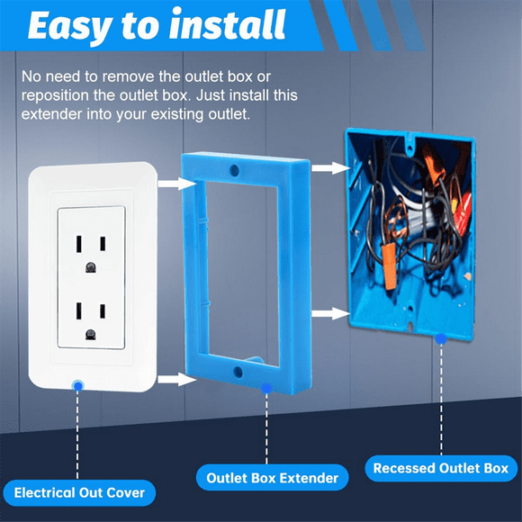 6 Pcs 1/2inch Single Gang Receptacle Outlet Box Extenders, with Screws, Electrical Outlet Extender for Electrical Box