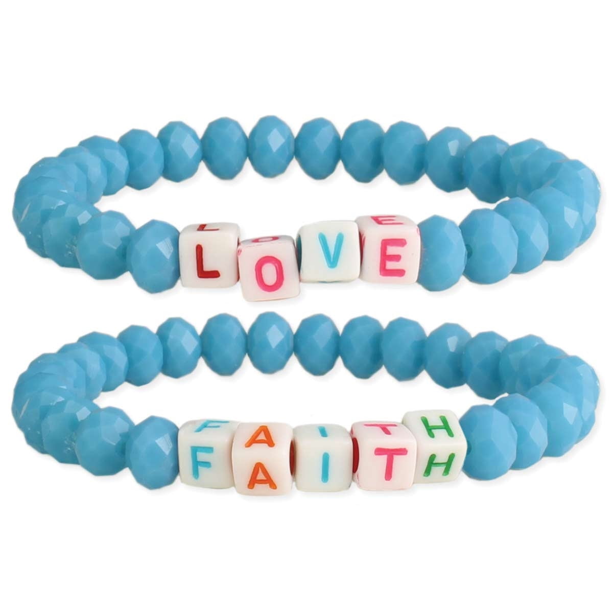 Love Faith Beaded Stretch Bracelets Set of 2 Aqua Walmart
