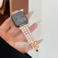 thumbnail image 4 of Band Compatible with Apple Watch Band 38mm 40mm 41mm, Jewelry Metal Strap with Bling Diamond Rhinestone Bracelet Wristband for iWatch Series 9 8 7 6 5 4 3 2 1 SE,Rosegold, 4 of 10