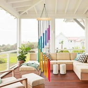 Wind Chimes Outdoor,23" Metal Wind Chimes for Outside with 12 Colorful Aluminum Alloy Tubes Deep Tone Wind Chimes with Soothing Sound for Patio Porch Backyard Balcony Decor /Meditation/Yoga