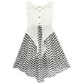 thumbnail image 5 of Girls Dress Lace To Chiffon Striped Black White Tied Waist 10, 5 of 6