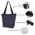 thumbnail image 5 of Horeoi Navy Dark Blue Print Shoulder Bag for Women Large Capacity Zipper Tote for Shopping Beach Travel Gym with Inner Pocket, 5 of 7