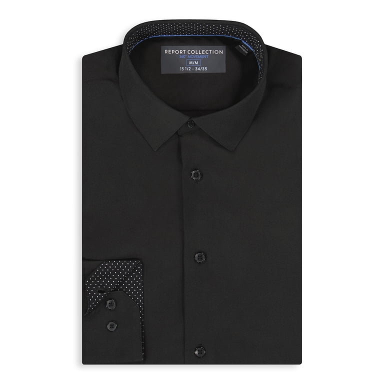 white christmas dresses Ash & Erie Black Wrinkle Resistant Dress Shirt for Short Men Black / 15 / Slim main image 0