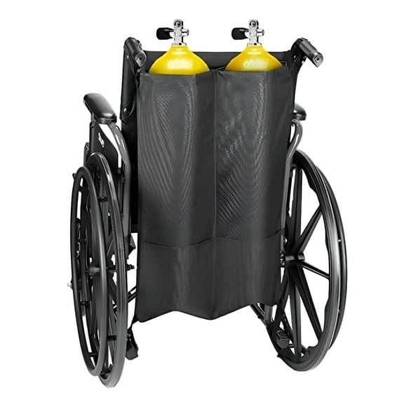 XIRQI Wheelchair Dual Oxygen Tank Holder Portable Waterproof Oxygen Cylinder Bag with Adjustable Straps Fits Most ,Walkers,and Scooters