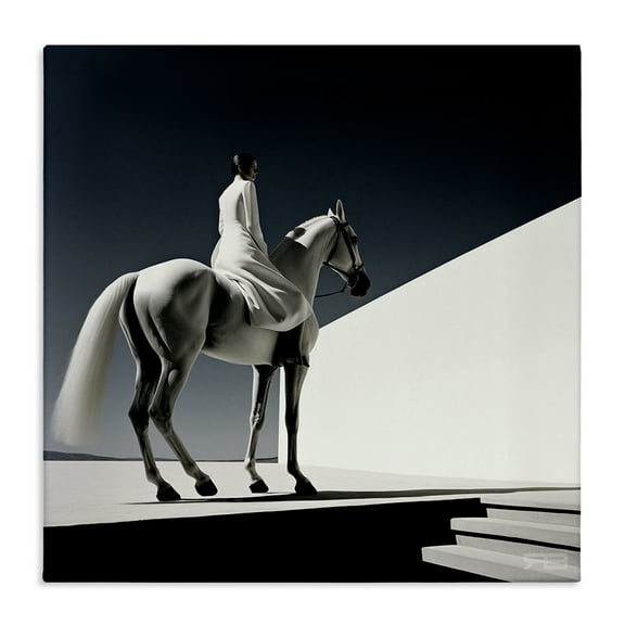 Stupell Industries Contemporary Scene with Horse People Painting Wrapped Canvas Art Print Wall Art, 17 x 17